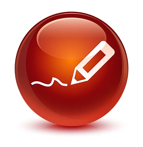 Cadastre-se ícone vítreo botão redondo marrom — Fotografia de Stock