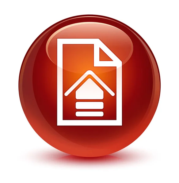 Carregar documento ícone vitral botão redondo marrom — Fotografia de Stock