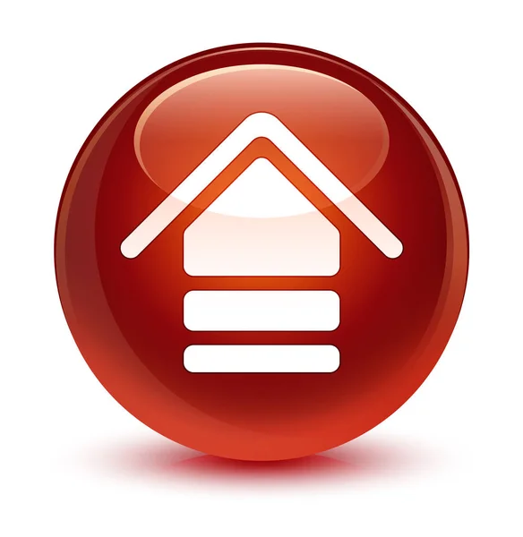 Carregar ícone de vidro botão redondo marrom — Fotografia de Stock