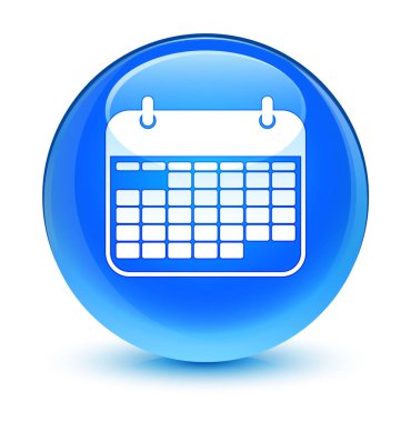 Takvim simgesini camsı camgöbeği mavi yuvarlak düğmesi