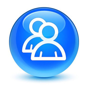 Grup simgesi camsı camgöbeği mavi yuvarlak düğmesi