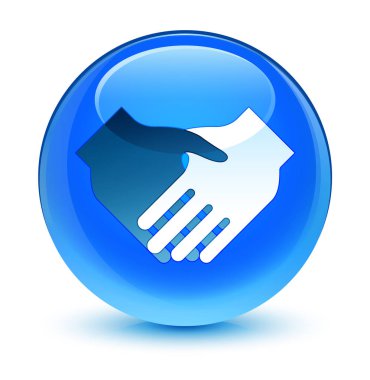 El sıkışma simgesi camsı camgöbeği mavi yuvarlak düğmesi