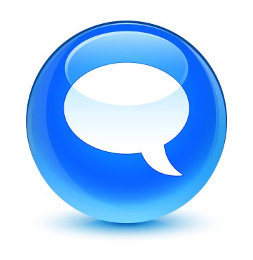 Sohbet simgesi camsı camgöbeği mavi yuvarlak düğmesi