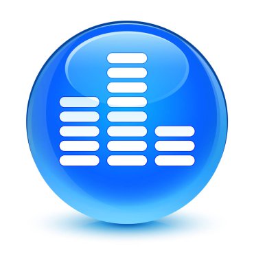 Equalizer'ı simgesi camsı camgöbeği mavi yuvarlak düğmesi