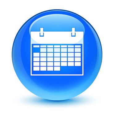 Takvim simgesini camsı camgöbeği mavi yuvarlak düğmesi