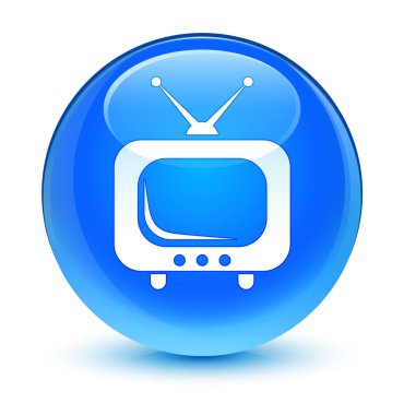 TV simgesi camsı camgöbeği mavi yuvarlak düğmesi