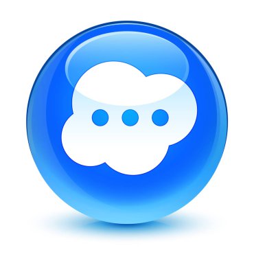 Beyin simgesi camsı camgöbeği mavi yuvarlak düğmesi