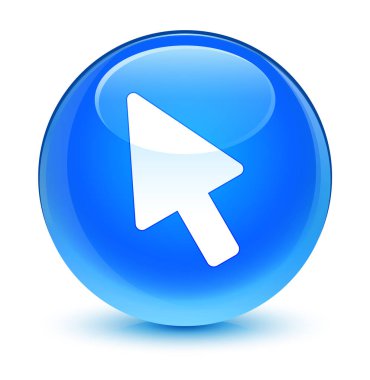 İmleç simgesi camsı camgöbeği mavi yuvarlak düğmesi