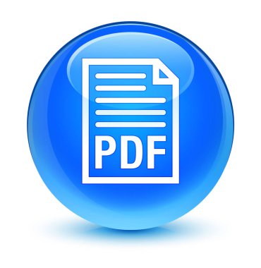 PDF belge simgesi camsı camgöbeği mavi yuvarlak düğmesi
