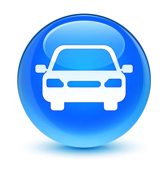 Ikona samochodu szklisty cyan niebieski okrągły przycisk — Zdjęcie stockowe