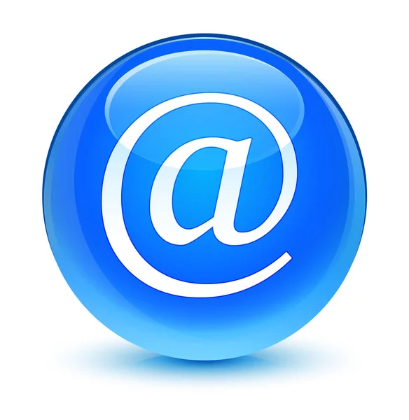 E-posta adresi simgesi camsı camgöbeği mavi yuvarlak düğmesini — Stok fotoğraf