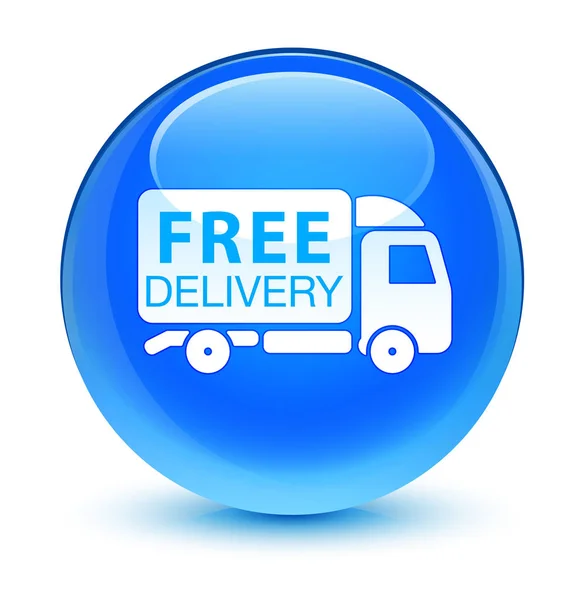 Free delivery truck icon glassy cyan blue round button — Stock Photo, Image