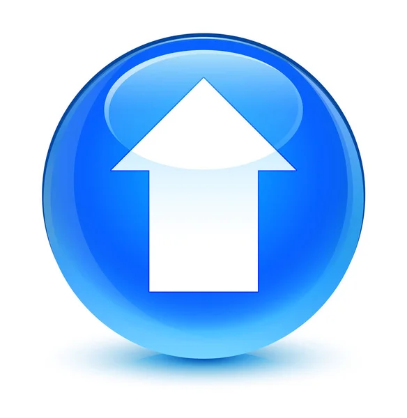 Subir icono de flecha esmaltado botón redondo azul cian —  Fotos de Stock