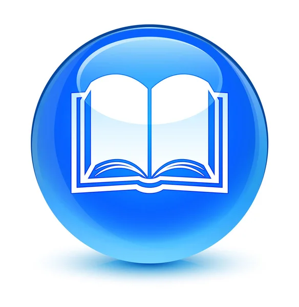 Könyv ikon üveges cián kék kerek gomb — Stock Fotó