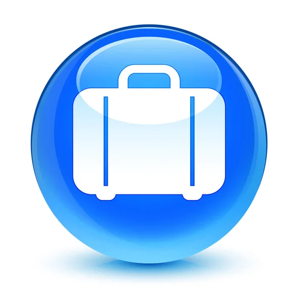 Tasche Symbol glasig cyanblau runden Knopf — Stockfoto