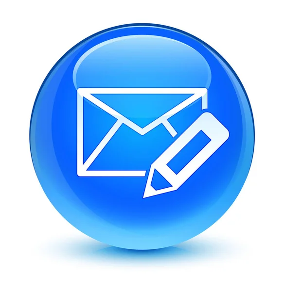 编辑电子邮件图标玻青色蓝色圆形按钮 — 图库照片