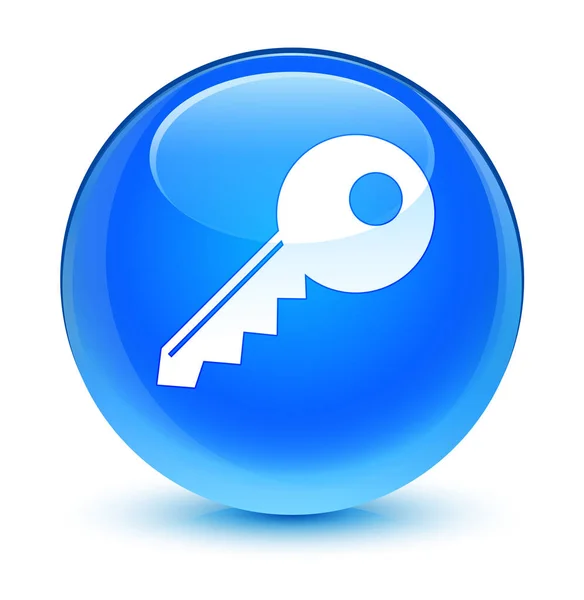 Ícone de chave vítreo ciano azul botão redondo — Fotografia de Stock