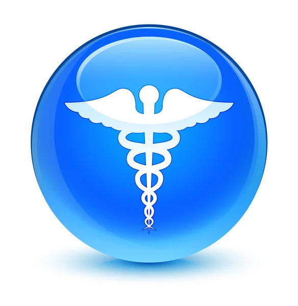 Медична ікона скляна блакитна кругла кнопка — стокове фото
