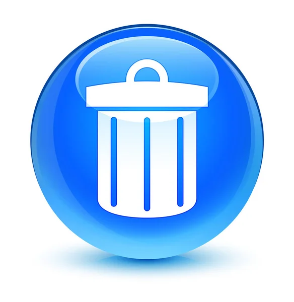 Recycle bin icon glassy cyan blue round button — Stock Photo, Image