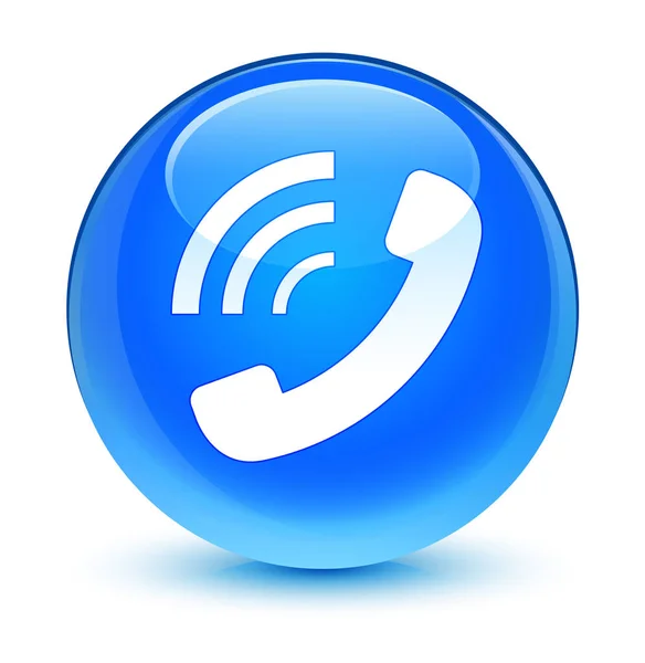 Telefon vyzváněcí sklovité azurová modré kulaté tlačítko — Stock fotografie