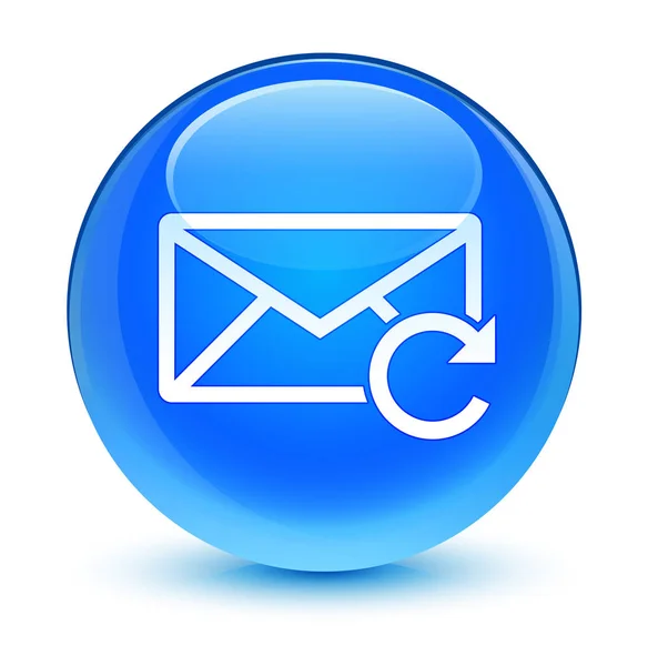 Actualizar icono de correo electrónico glassy cyan azul botón redondo — Foto de Stock