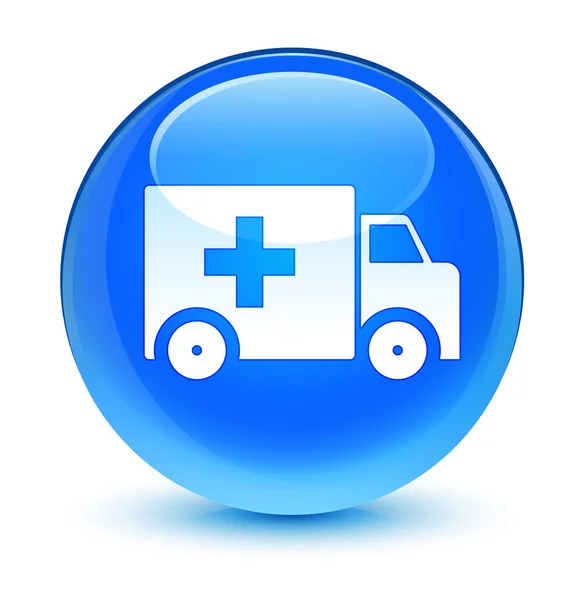 Ambulance pictogram glazig cyaan blauw ronde knop — Stockfoto