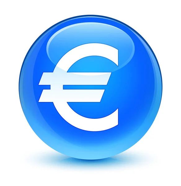 Euro-Zeichen Symbol glasig cyanblau runde Taste — Stockfoto