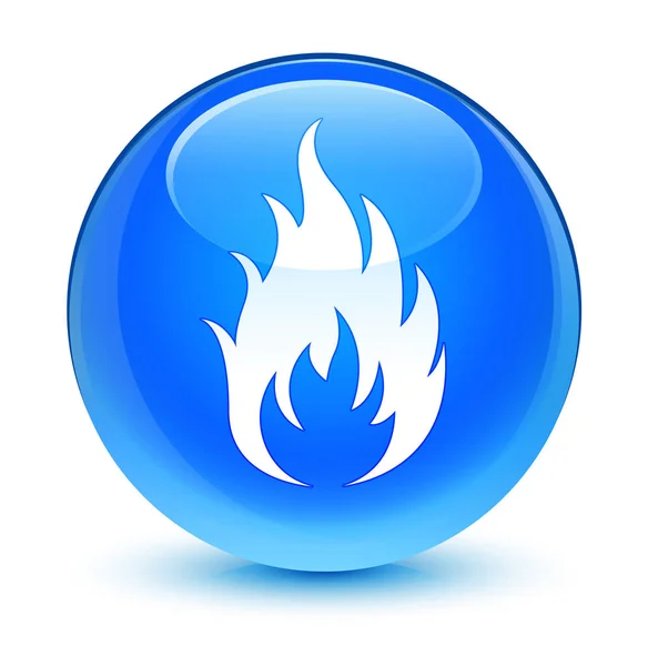 Fire icon glassy cyan blue round button — Stock Photo, Image