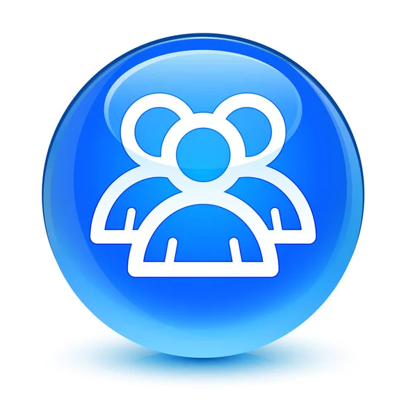 Icono de grupo botón redondo azul cian vidrioso — Foto de Stock