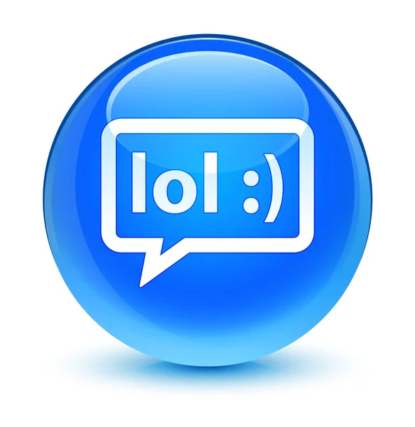 LOL bubble icon glassy cyan blue round button — Stock Photo, Image