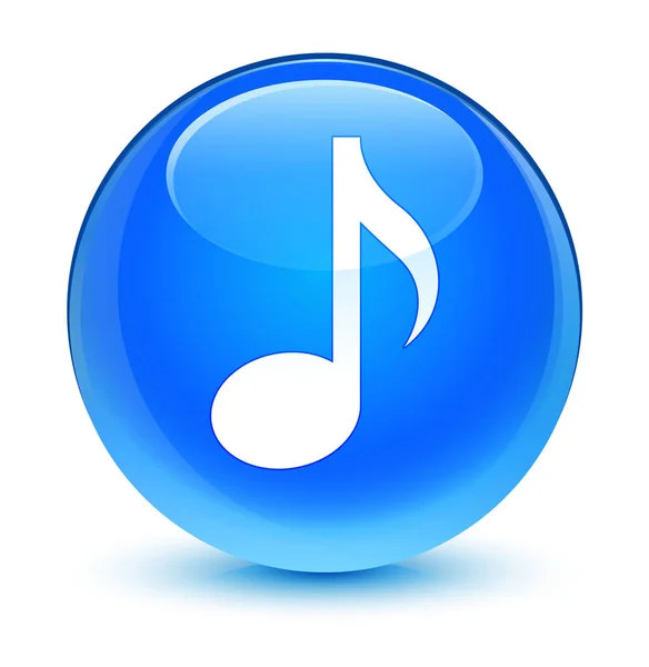 Zene ikon üveges cián kék kerek gomb — Stock Fotó