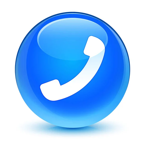 Phone icon glassy cyan blue round button — Stock Photo, Image