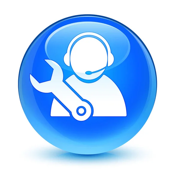 Tech support icon glassy cyan blue round button — Stock Photo, Image