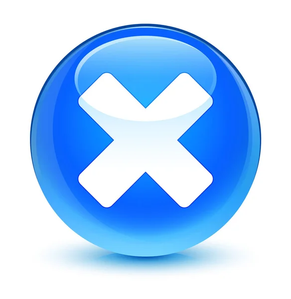 Cancelar o ciano vítreo de ícone azul redondo botão — Fotografia de Stock
