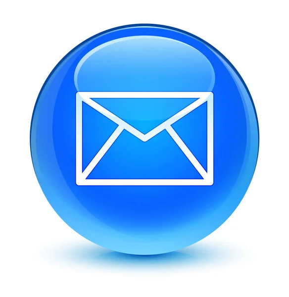 E-mail ícone vítreo ciano azul botão redondo — Fotografia de Stock