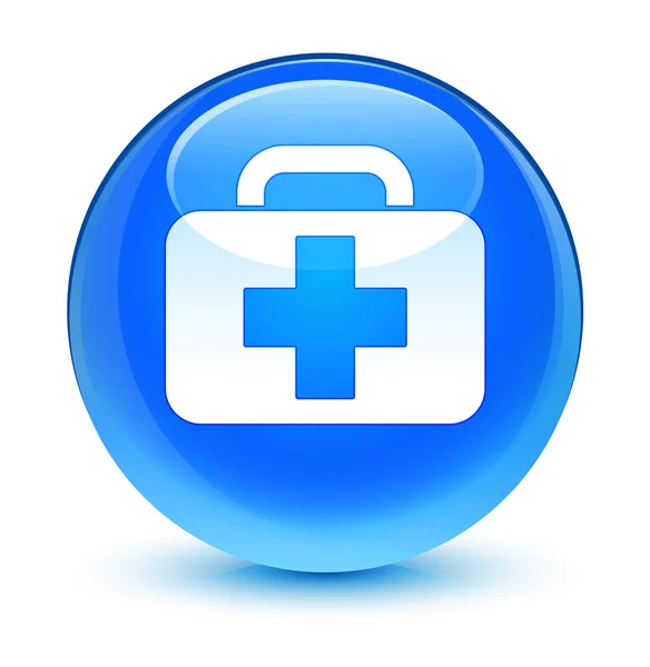 医疗袋图标玻青色蓝色圆形按钮 — 图库照片