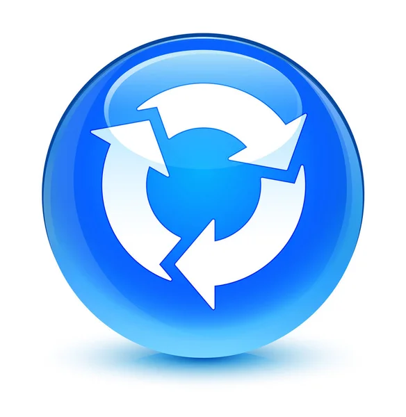 Refresh icon glassy cyan blue round button — Stock Photo, Image