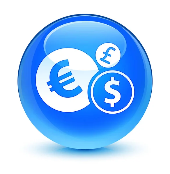 Ciano vítreo de ícone de finanças azul tecla redonda — Fotografia de Stock
