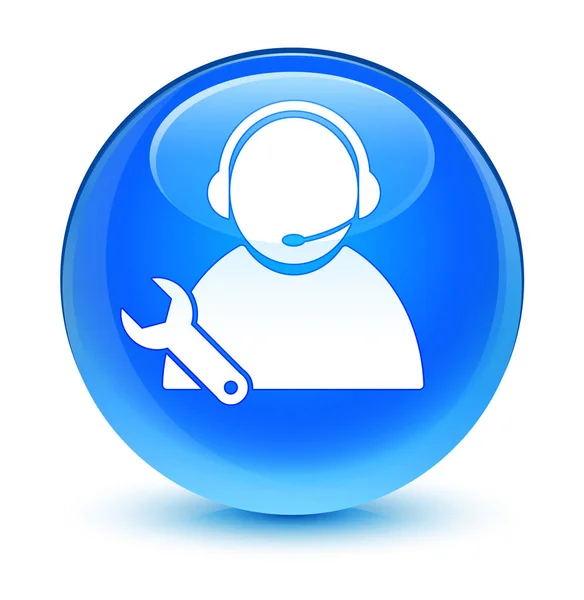 Tech support ikona szklisty cyan niebieski okrągły przycisk — Zdjęcie stockowe