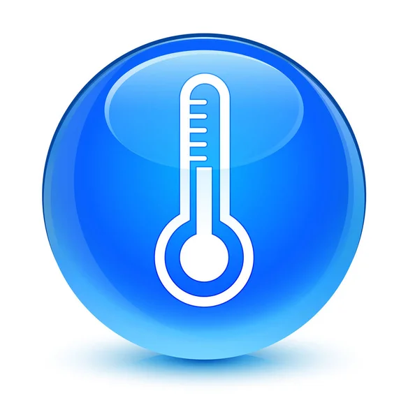 Thermometer Symbol glasig cyanblau runde Taste — Stockfoto