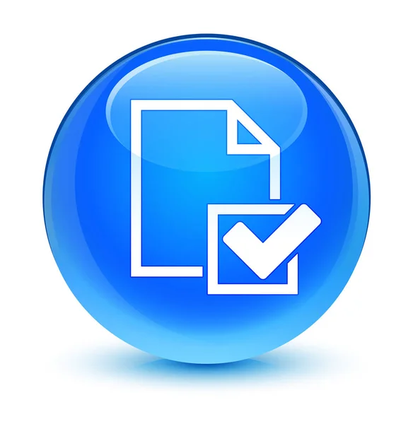 Ciano vítreo de ícone de lista de verificação azul tecla redonda — Fotografia de Stock