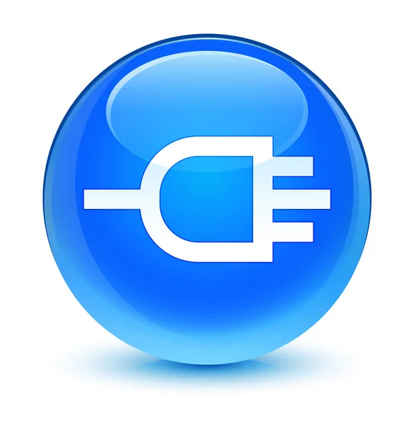 Collegare icona blu ciano vetro pulsante rotondo — Foto Stock