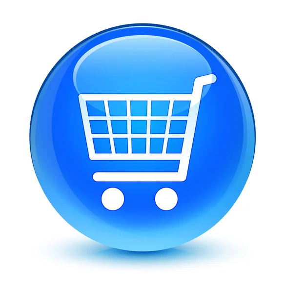 Icono de comercio electrónico botón redondo azul cian vidrioso —  Fotos de Stock