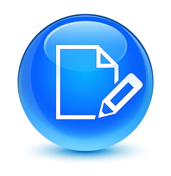 Edytowanie dokumentu ikona szklisty cyan niebieski okrągły przycisk — Zdjęcie stockowe