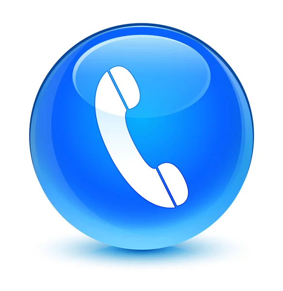 Telefon simgesi camsı camgöbeği mavi yuvarlak düğmesi — Stok fotoğraf