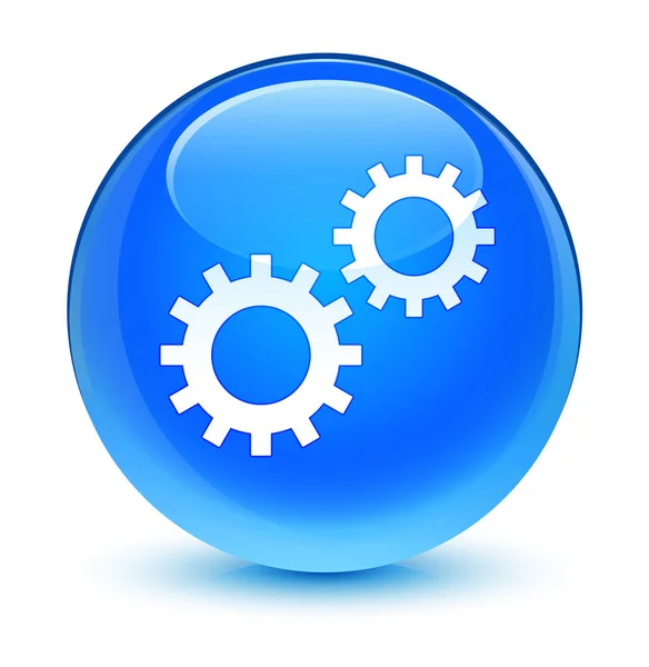 Bearbeta ikonen glasartade cyan blå runda knappen — Stockfoto