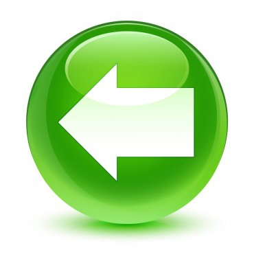 Geri ok simgesi camsı yeşil yuvarlak düğmesi
