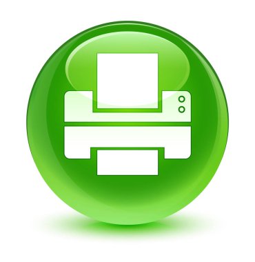 Yazıcı simgesi camsı yeşil yuvarlak düğmesi