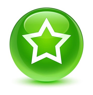 Yıldız simgesi camsı yeşil yuvarlak düğmesi