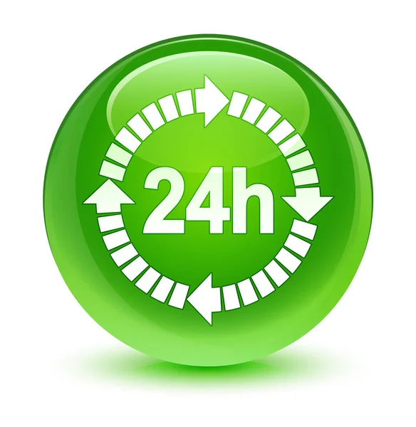 24 ώρες παράδοση εικονίδιο υαλώδες πράσινο στρογγυλό κουμπί — Φωτογραφία Αρχείου
